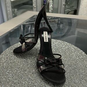Steve Madden Black Bow Clear Slip-On Heels 8 1/2